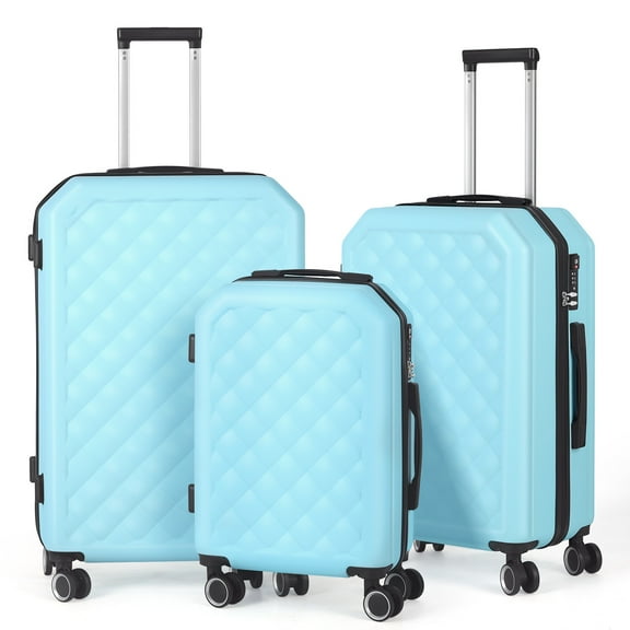 Hikolayae Cottoncandy Hardside Spinner Luggage Sets in Azure Blue, 3 Piece - TSA Lock