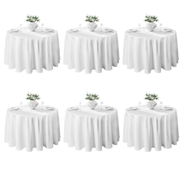 Mantel VidaFete, 6 unidades, redondo, poliéster, 305 cm, color blanco