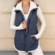 thumbnail image 1 of Chaquetas y abrigos casuales sin mangas y sin capucha para mujer, chalecos de invierno para mujer, chaqueta polar sin mangas, cuello alto con cremallera, abrigo largo cálido con cordón y bolsillos, ro, 1 of 9