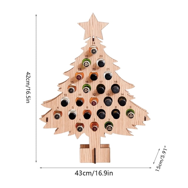 Calendario navideño Soporte para alcohol, Calendario de Adviento navideño Cuenta regresiva Estante para vinos de madera Soporte para botellas de vino de madera Diseño revolucionario