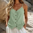 thumbnail image 6 of cocolona Womens Summer Camisole Linen Tank Tops V Neck Sleeveless Button Shirts Trendy Casual Adjustable Strap Solid Color Blouses, 6 of 6