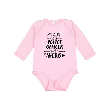 

Inktastic My Aunt is a Police Officer and a Hero Gift Baby Boy or Baby Girl Long Sleeve Bodysuit
