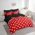 thumbnail image 3 of jejeloiu Chic Dots Bowknot 7 Pieces Bedding Comforter Set,Cute Cartoon Bowtie Full Bedding Set,Red White Black Fitted Sheet Flat Sheet For Kids,Breathable Home Decor Reversible, 3 of 8