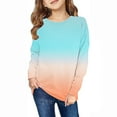 thumbnail image 7 of Girls Crewneck Sweatshirt Gradient Long Sleeve Oversized Sweat Shirt Drop Shoulder Loose Spring Casual Tops Tween Girl, Orange, 5 Years, 7 of 7