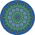 thumbnail image 1 of Ahgly Company Tapis Rond Lavable en Machine Intérieur Transitionnel Bleu Geai, 6 Pieds Rond, 1 of 7