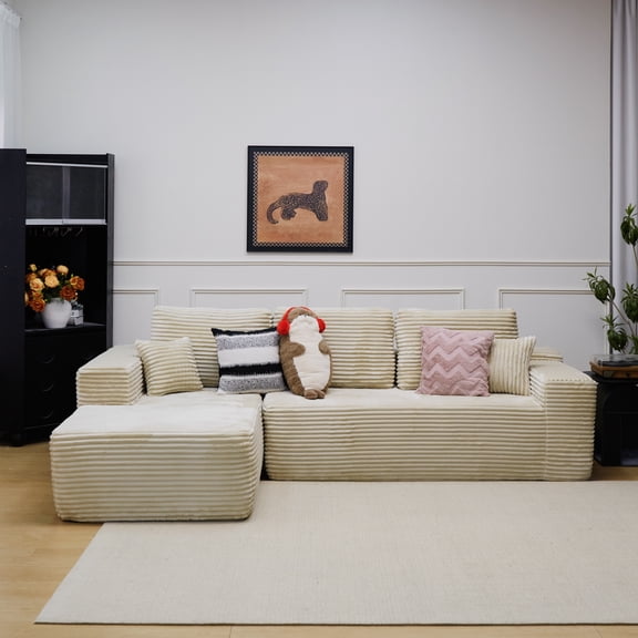 LiviNest 105" Sectional Sofa: Modular L-Shape Couch with Chaise & Pillows - No Assembly Required Deep Seat Upholstered Furniture for Small Space Living Room & Apartment Use by Young Adults & Home Wor