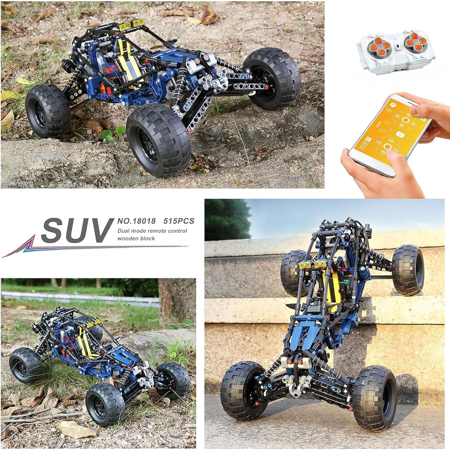 RC Off-Road Building Car Toys, 515 Pieces Building Blocks Lightning Climbing Car Model with Motors (Remote Control and APP Control)