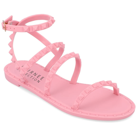 Journee Collection Womens Saphira Multi Strap Studded Jelly Sandal