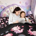 thumbnail image 4 of Manfei Salamander Pattern Full Size Comforter Sets,Watercolor Axolotl Bedding Comforter Set,Black Reversible,3pcs,1 Comforter and 2 Pillowcases, 4 of 7