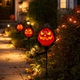 thumbnail image 4 of Solar Halloween Pumpkin Stake Lights, Outdoor Resin Jack-O-Lantern Garden Decor with Auto-On Led, Waterproof Pathway Yard Ornament for Patio Lawn Fall Party, 4 of 7