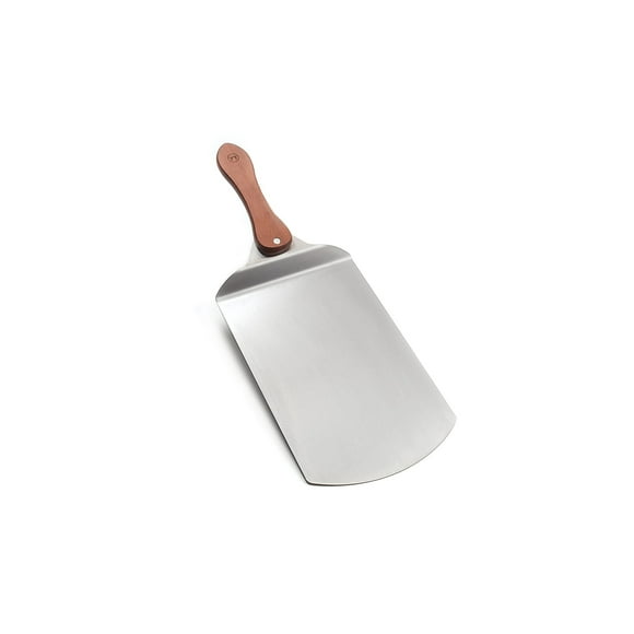 Outset Pala para pizza de acero inoxidable con mango plegable de palisandro, 20 pulgadas en total, área de espátula de 12 pulgadas x 7,75 pulgadas, color plateado