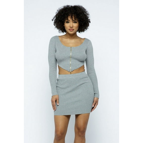2 Way Zipper Mini Skirt Set