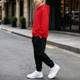 thumbnail image 5 of BXJX Boys Outfit Sets, Long Sleeve School Running 2 Piece Hoodies and Joggers Sets with Pockets Red Size 14-15 T, 5 of 5