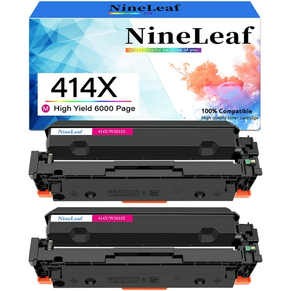 NineLeaf [With Chip] Compatible Toner Cartridge Replacement for HP 414X 414A W2023X W2023A use in Color Laserjet Pro MFP M479fdw M479fdn M454dw M454dn M479dw M455dn M480f Printer (Magenta,2 Pack)