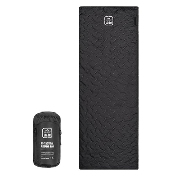 BIMZUC Sleeping Bag for Camping Ultrasonic Warmth Portable Attachable Bag 200g Faux Silk Cotton 41-59°F Adult Backpacking Hiking Outdoor Gear Black Left Zip (14.17 inches / 36 cm)