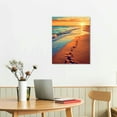 thumbnail image 2 of Creowell  Beach Canvas Wall Art, Seascape Themed “Walks Along the Shoreline” Wall Canvas for Room Decor, Modern Ocean Dusk Poster Framed Artwork Decor Ready to Hang 16x20 in/12x16 in, 2 of 4