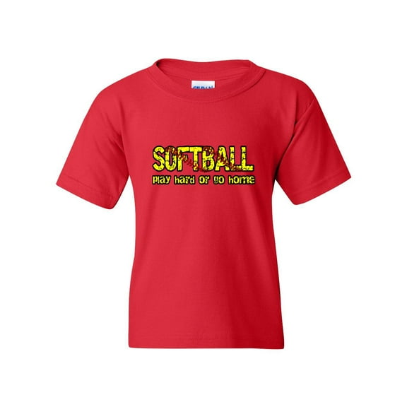Softball Play Hard or Go Home Unisex Youth Kids T-Shirt Tee