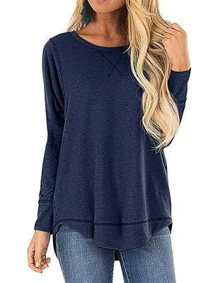 Design Tops for Women Long Sleeve Side Split Casual Loose Tunic Top ...
