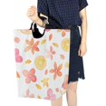 thumbnail image 4 of Yayeee Freestanding Laundry Hamper with Handle Collapsible Large Storage Basket for Clothes, White Floral Orange, 4 of 7