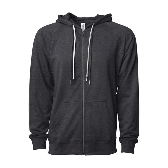 Independent Trading Co. Icon Unisex Lightweight Loopback Terry Full-Zip Hooded Sweatshirt SS1000Z Charcoal Heather XL