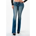 thumbnail image 2 of Grace in LA Women's Aztec Eagle Embroidered Stonewashed Bootcut Stretch Jeans (25, Blue Stonewashed), 2 of 3