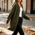 thumbnail image 4 of Edvintorg Open Front Cardigan for Women Plus Size Hooded Long Cardigans Drawstring Long Sleeve Zip Up Cardigan with Pocket Women Clothing Green S-3XL, 4 of 5