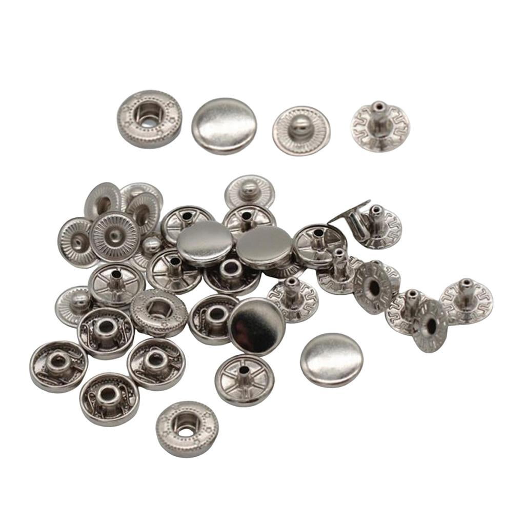 10 Sets of Brass Snap Fasteners , 10mm Snap Fastener Snaps 4 Parts ...