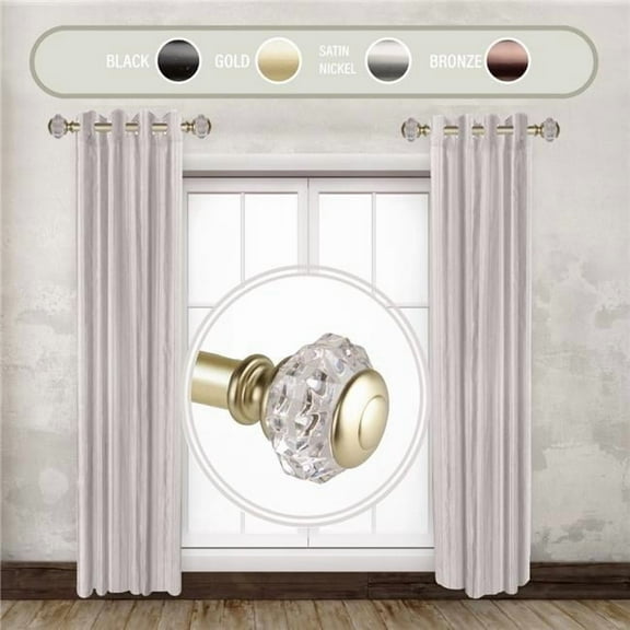 Central Design SIDE100-59-3 1 in. Lyla Side Curtain Rod Set for 12 to 20 in. Winodws, Gold - Set of 2