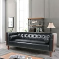 thumbnail image 2 of Harper & Bright Designs 77.5" PU Leather Sofa 3 Seater Couch, Mid-Century Modern Couch with Square Arms, Tufted Sofa with 2 Bolster Pillows, Upholstered Couch for Living Room, Black, 2 of 9
