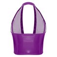 thumbnail image 4 of TSSOE Womens Glossy Leather Crop Tops Deep V Neck Punk Rivets Front Zip Tank Top Bodycon Vest Purple L, 4 of 5
