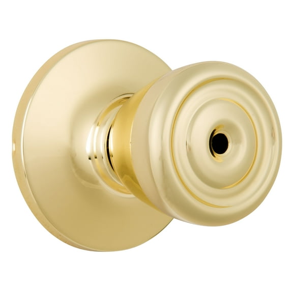 Brinks Interior Locking Privacy Tulip Style Doorknob, Polished Brass Finish