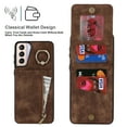 thumbnail image 3 of Nalacover for Samsung S21, Wallet with RFID Credit Card Holder and Zipper Pocket,Drop Protection Flip Cover Ring Holder Kickstand with Double Magnetic Clasp for Samsung Galaxy S21, Brown, 3 of 10