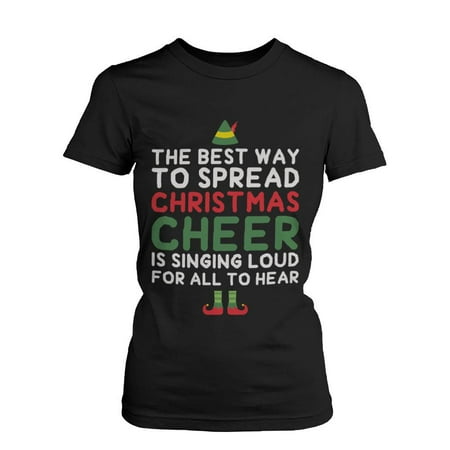 Best Way to Spread Christmas Cheer Graphic Tee-Black Cotton (Best Way To Approach A Woman)