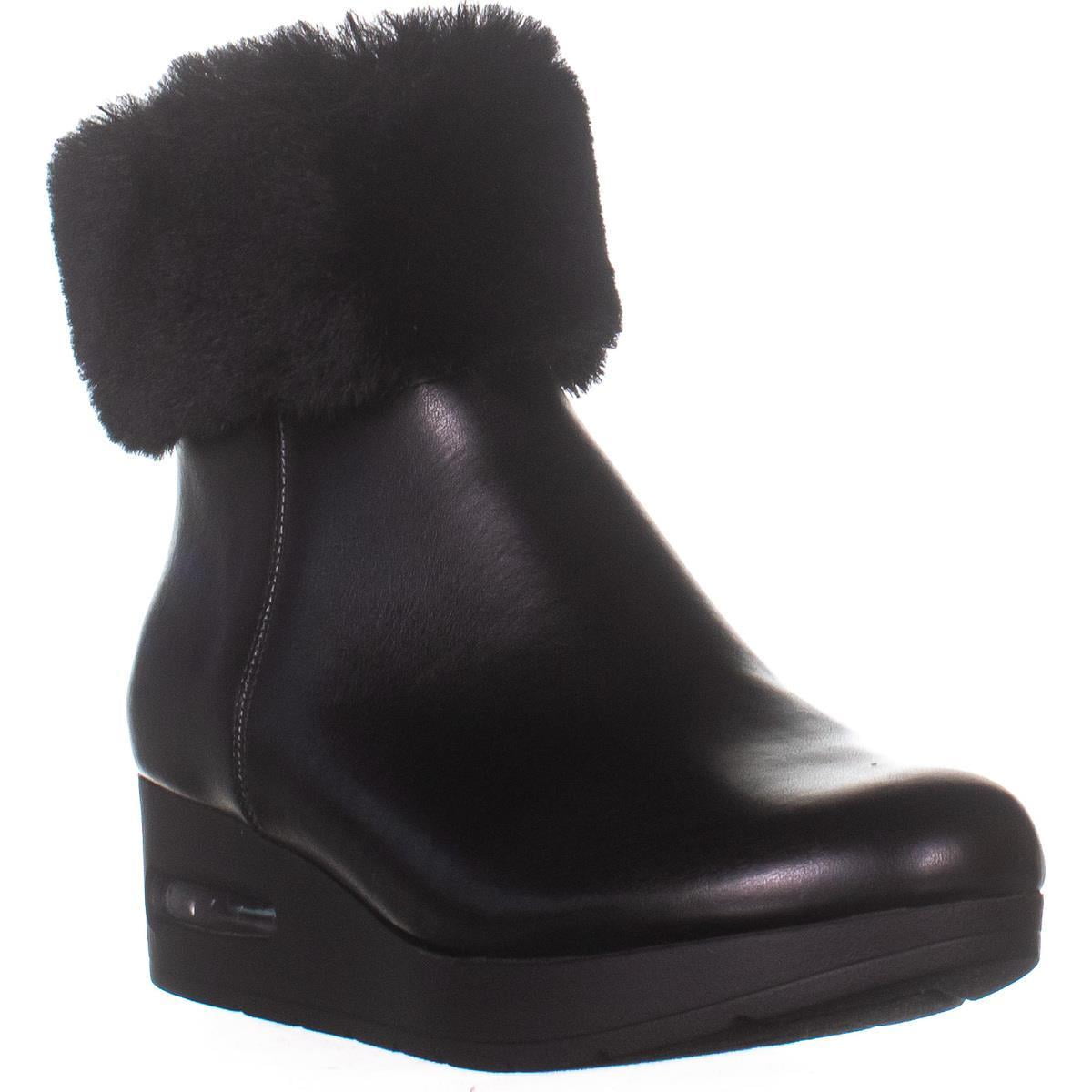 DKNY Womens DKNY Abri Wedge Winter Boots, Black Smooth