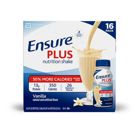 Ensure Plus Nutrition Shake with 13 grams of high-quality protein, Meal Replacement Shakes, Vanilla, 8 fl oz, 16 (Best Mens Meal Replacement Shakes)