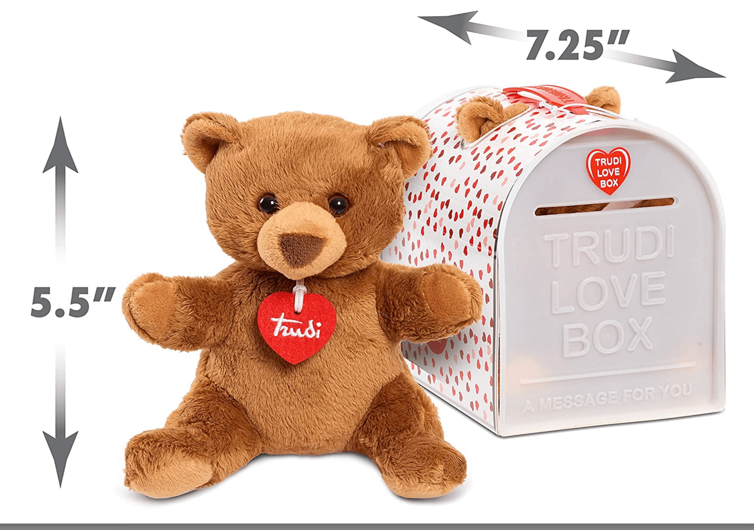 Trudi Bear Plush Love Box Gift Set 6.3 inch Exclusive Italian