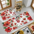thumbnail image 3 of Floral Kitchen Rugs Set of 2, Water Absorbent Flowers Kitchen Mats for Floor Kitchen Runner Rug, Farmhouse Kitchen Rugs Non Slip Washable, Red Flower Kitchen Floor Mat, 20" x 32" + 20" x 48", 3 of 6