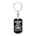 thumbnail image 1 of Papa Is Also Firefighter Stainless Steel or 18k Gold Premium Swivel Dog Tag Keychain, 1 of 8