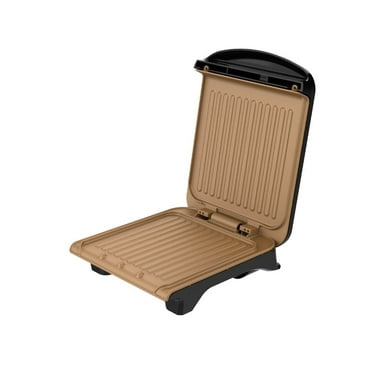 George Foreman 2 Serving Contact Grill, Tough & Easy to Clean Plastic housing and Non-Stick Grill Plates, Easy-to-Store Space Saving Slim Design, Grilling or Panini, Includes Drip Tray