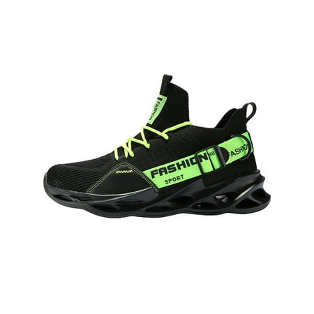 

Sanviglor Mens Athletic Shoes Blade Sneakers Lace Up Trainers Walking Wear Resistant Non-Slip Casual Sneaker Breathable Mesh Shoe Black Green 5