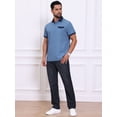 thumbnail image 5 of DARING DIVA Men's Short Sleeve Western Retro Stretch Color-Block Polo Shirts S Blue, 5 of 7