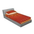 thumbnail image 2 of Ambesonne Leaf Fitted Sheet & Pillow Sham Set, Traditional Saree, Twinxl, Marigold Orange, 2 of 2