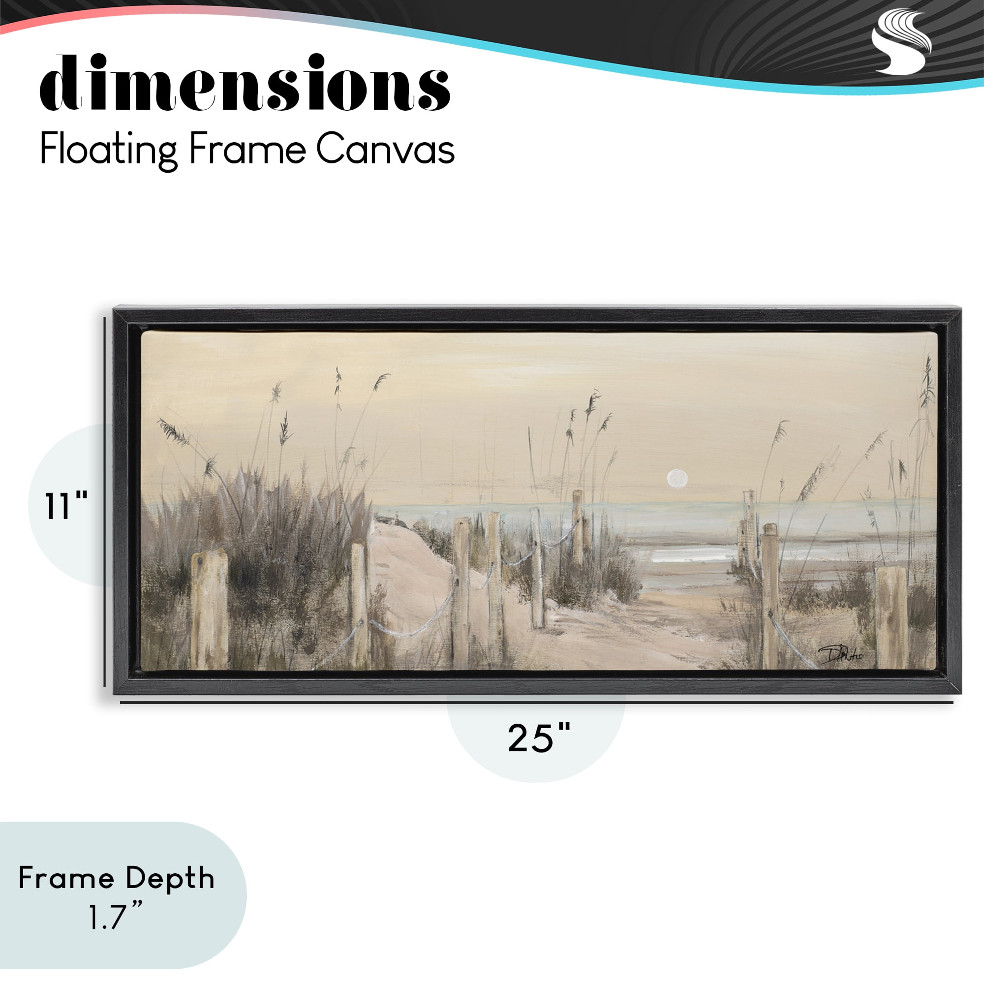 Stupell Industries White Moon Over Ocean Black Framed Floater Canvas Wall Art, design by Patricia Pinto
