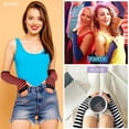 thumbnail image 4 of Women Striped Long Fingerless Gloves, Winter Knitted Arm Warmers For Punk Rock/Cosplay/Goth/Christmas Party, 4 of 5