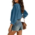 thumbnail image 5 of VBVC Women's Cotton Linen V Neck Blouse , Ladies' Boho Ruffle Long Sleeve Tunic Top , Casual Summer Vacation Shirts For Women, S-2XL, 5 of 6