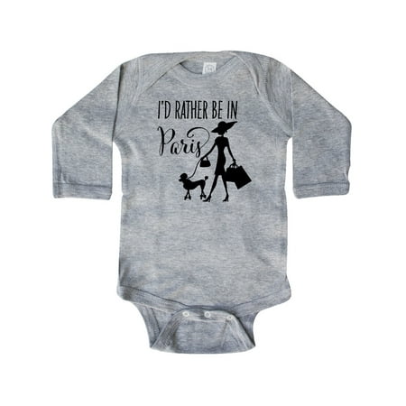 

Inktastic I d Rather Be in Paris- shopping and travel Gift Baby Girl Long Sleeve Bodysuit