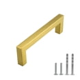 thumbnail image 2 of Modket M1603 Modern Euro Square Cabinet Handle 304 Stainless Steel — 4-1/8" Overall Length, 3-3/4" (96mm) Hole Centers, Brushed Satin Brass Gold— 25-Packs, 2 of 6