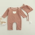 thumbnail image 4 of 2PCS Baby Romper Spring Fall Outfit Bear Print Jumpsuit for Girls Boys Light Coffee 18-24 Months, 4 of 10