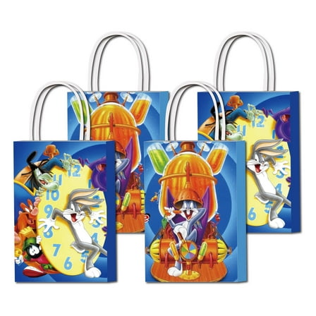 16 Pcs For Looney Cartoon For Tunes-Themed Candy Gift Bags – Party Favor Bags with Handles for Birthday Decorations and Celebrations