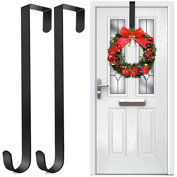 Wreath Hanger Door Hook For Christmas Door, 2pcs Metal Wreath Holder, Wreath Hook For Front Door, Christmas Wreath Hook Above The Door Hook Holder, Wreath Hanger
